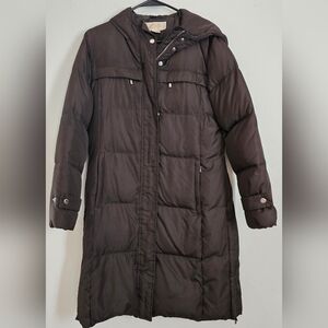 Women's MICHAEL Michael Kors Hooded Down Filled Parka Medium Brown Winter Warm